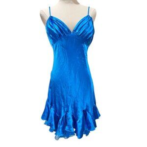 Betsey Johnson Y2K Vintage Turquoise Silk Handkerchief Hem Fairy Dress NWT